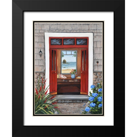 Beach House Entry Black Modern Wood Framed Art Print with Double Matting by Felisky, Barbara