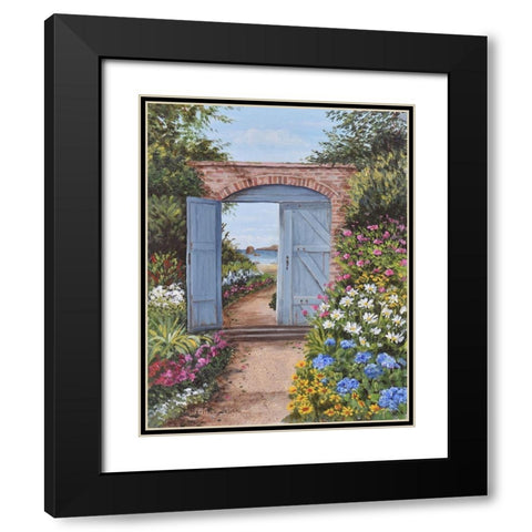 Beach House Courtyard Black Modern Wood Framed Art Print with Double Matting by Felisky, Barbara