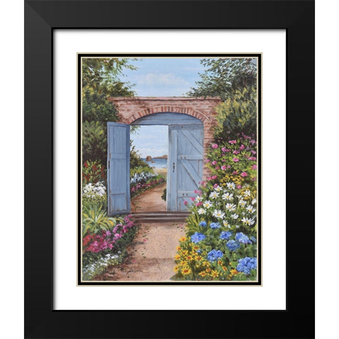 Beach House Courtyard Black Modern Wood Framed Art Print with Double Matting by Felisky, Barbara