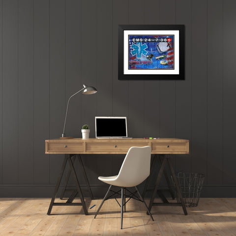EMS 24-7 365 Black Modern Wood Framed Art Print with Double Matting by Baldwin, Jim
