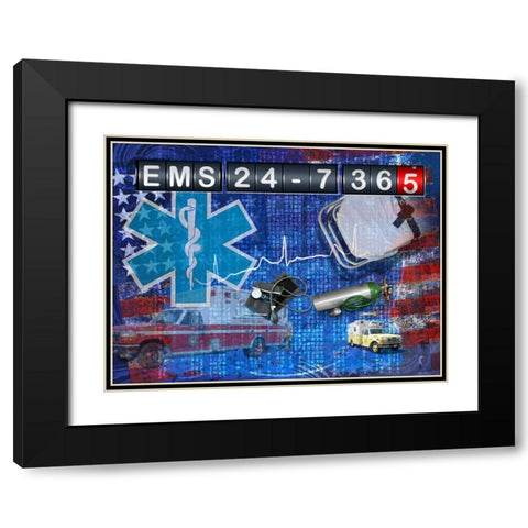 EMS 24-7 365 Black Modern Wood Framed Art Print with Double Matting by Baldwin, Jim