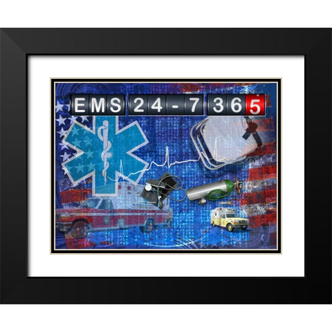 EMS 24-7 365 Black Modern Wood Framed Art Print with Double Matting by Baldwin, Jim