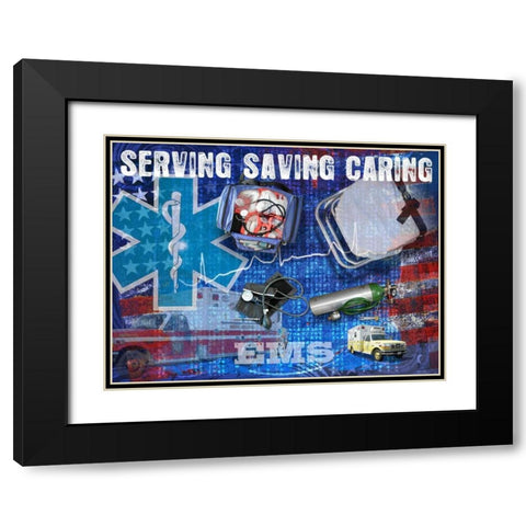 Serving Saving Caring Black Modern Wood Framed Art Print with Double Matting by Baldwin, Jim