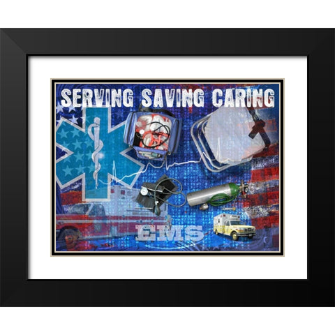 Serving Saving Caring Black Modern Wood Framed Art Print with Double Matting by Baldwin, Jim