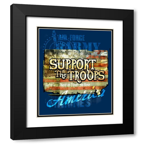 Support the Troops Black Modern Wood Framed Art Print with Double Matting by Baldwin, Jim