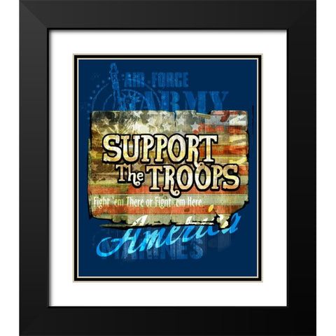 Support the Troops Black Modern Wood Framed Art Print with Double Matting by Baldwin, Jim