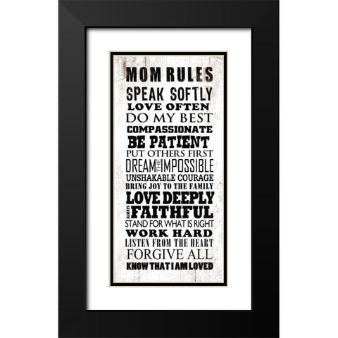 Mom Rules Black Modern Wood Framed Art Print with Double Matting by Baldwin, Jim
