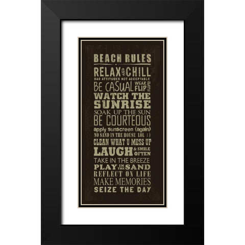 Beach Rules Black Modern Wood Framed Art Print with Double Matting by Baldwin, Jim