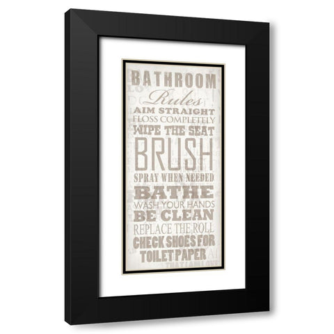 Bathroom Rules Black Modern Wood Framed Art Print with Double Matting by Baldwin, Jim