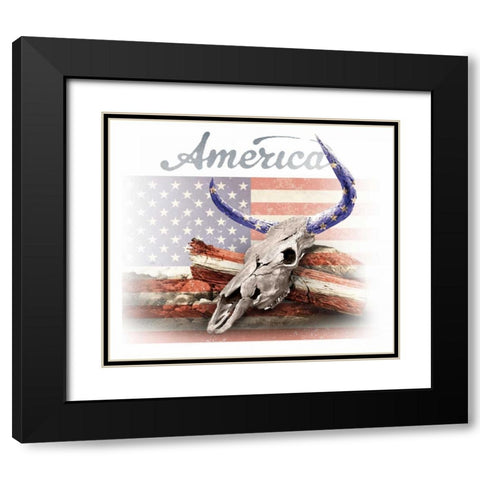 America on White Black Modern Wood Framed Art Print with Double Matting by Baldwin, Jim
