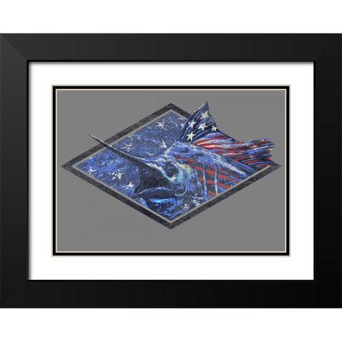 Swordfish Black Modern Wood Framed Art Print with Double Matting by Baldwin, Jim