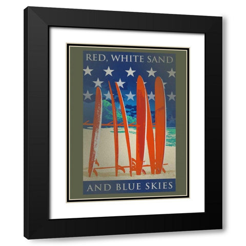 Surfboards Line Up Black Modern Wood Framed Art Print with Double Matting by Baldwin, Jim