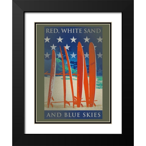Surfboards Line Up Black Modern Wood Framed Art Print with Double Matting by Baldwin, Jim
