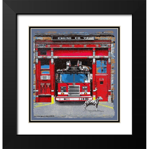 Engine Co. 74 Black Modern Wood Framed Art Print with Double Matting by Baldwin, Jim