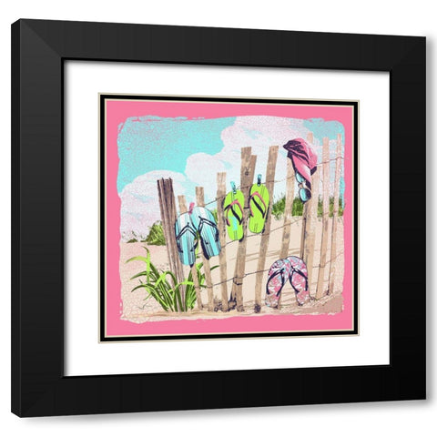 Flops on a Fence Black Modern Wood Framed Art Print with Double Matting by Baldwin, Jim