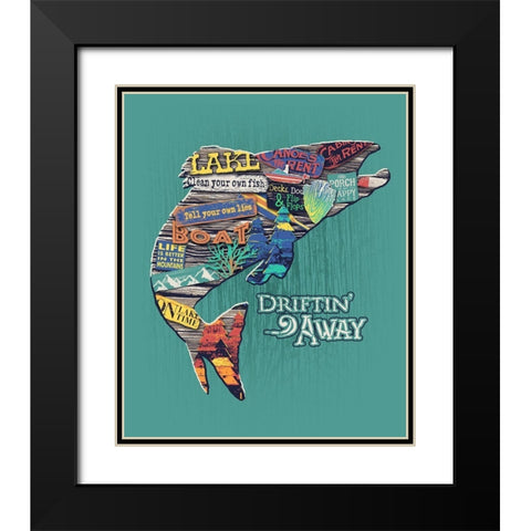 Trout Black Modern Wood Framed Art Print with Double Matting by Baldwin, Jim