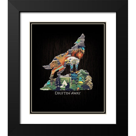 Wolf Black Modern Wood Framed Art Print with Double Matting by Baldwin, Jim