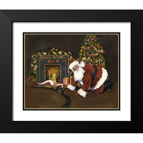 Santa Train Black Modern Wood Framed Art Print with Double Matting by Rideout, Candy
