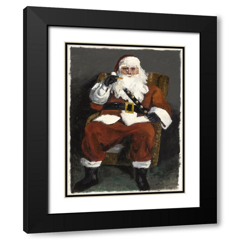 Santa Snack Black Modern Wood Framed Art Print with Double Matting by Rideout, Candy