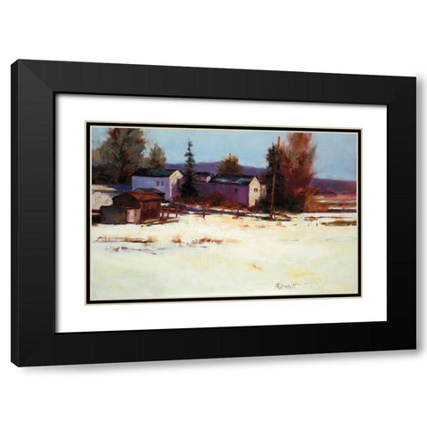 Winter Farm Black Modern Wood Framed Art Print with Double Matting by Candy Rideout
