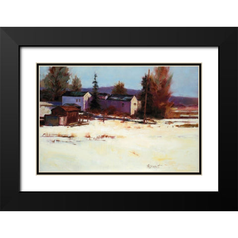 Winter Farm Black Modern Wood Framed Art Print with Double Matting by Candy Rideout