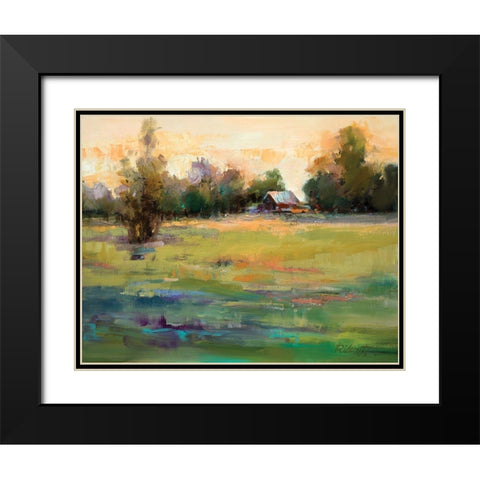 Field of Green Black Modern Wood Framed Art Print with Double Matting by Candy Rideout