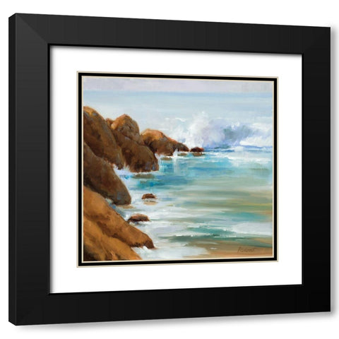 Crashing Waves Black Modern Wood Framed Art Print with Double Matting by Candy Rideout