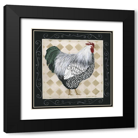 Rooster and Hen I Black Modern Wood Framed Art Print with Double Matting by Shamp, Cindy