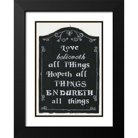 Love Believeth Black Modern Wood Framed Art Print with Double Matting by Shamp, Cindy