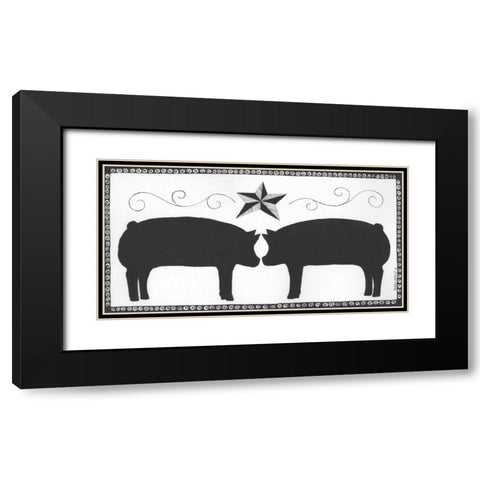 Pigs Black Modern Wood Framed Art Print with Double Matting by Shamp, Cindy
