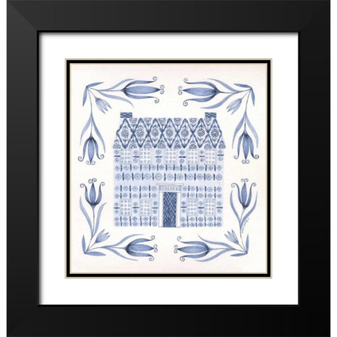 Country Blue House II Black Modern Wood Framed Art Print with Double Matting by Shamp, Cindy