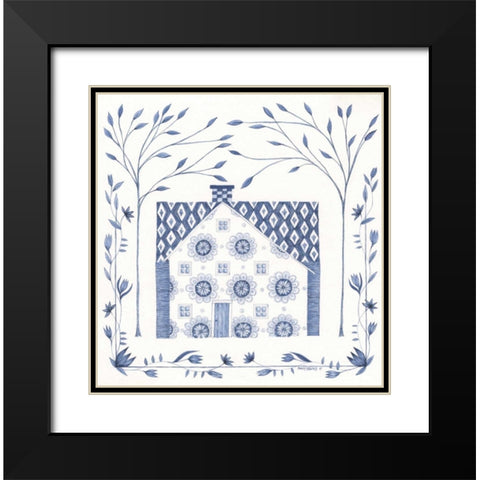 Country Blue House IV Black Modern Wood Framed Art Print with Double Matting by Shamp, Cindy