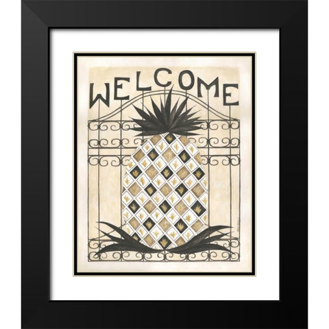 Welcome Pineapple Black Modern Wood Framed Art Print with Double Matting by Shamp, Cindy