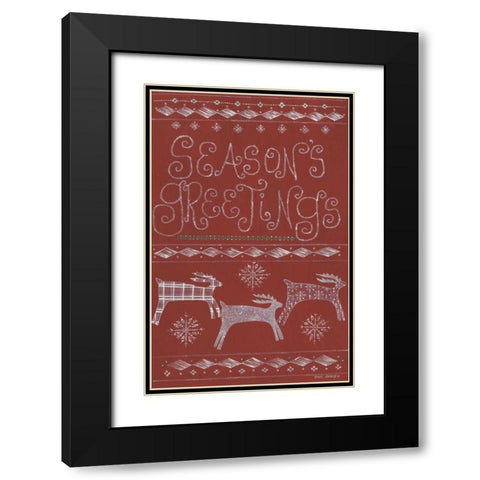 Seasons Greetings Black Modern Wood Framed Art Print with Double Matting by Shamp, Cindy