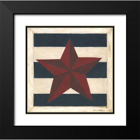 Red Star, Blue Stripes Black Modern Wood Framed Art Print with Double Matting by Shamp, Cindy