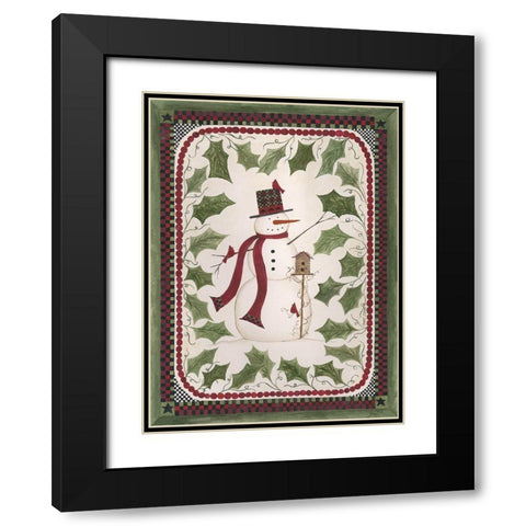 Birdhouse Snowman Black Modern Wood Framed Art Print with Double Matting by Shamp, Cindy