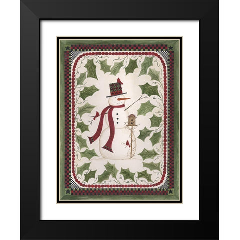Birdhouse Snowman Black Modern Wood Framed Art Print with Double Matting by Shamp, Cindy