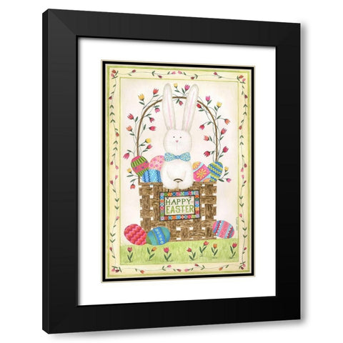 Happy Easter Basket Black Modern Wood Framed Art Print with Double Matting by Shamp, Cindy