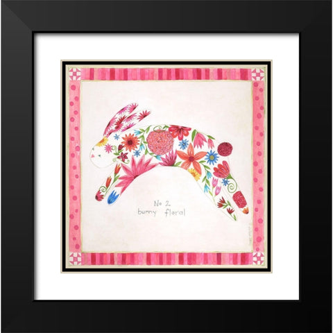 No. 2 Bunny Floral Black Modern Wood Framed Art Print with Double Matting by Shamp, Cindy