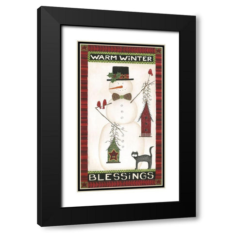 Warm Winter Blessings Black Modern Wood Framed Art Print with Double Matting by Shamp, Cindy