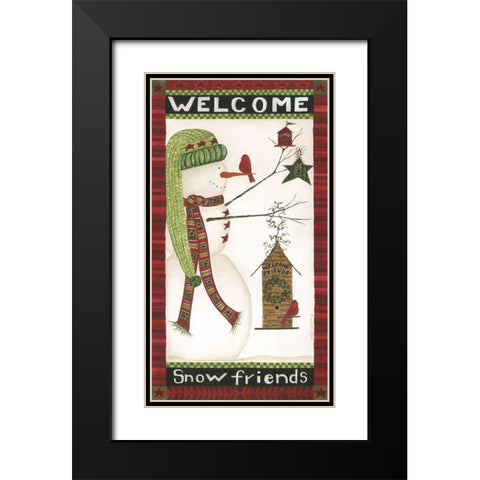 Welcome Snow Friends Black Modern Wood Framed Art Print with Double Matting by Shamp, Cindy