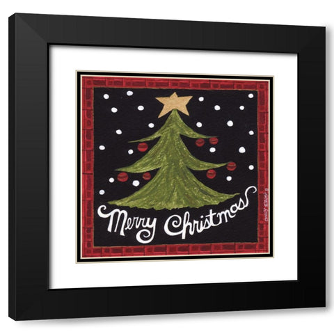 Merry Christmas Black Modern Wood Framed Art Print with Double Matting by Shamp, Cindy