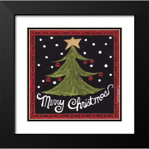 Merry Christmas Black Modern Wood Framed Art Print with Double Matting by Shamp, Cindy