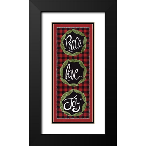 Peace Love Joy Black Modern Wood Framed Art Print with Double Matting by Shamp, Cindy