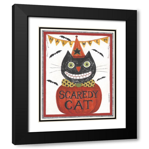 Scaredy Cat Black Modern Wood Framed Art Print with Double Matting by Shamp, Cindy