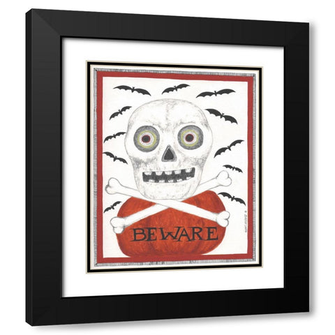 Beware Black Modern Wood Framed Art Print with Double Matting by Shamp, Cindy