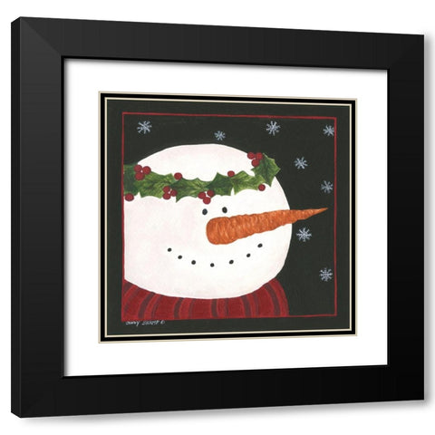 Snowman II Black Modern Wood Framed Art Print with Double Matting by Shamp, Cindy