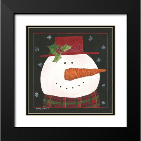 Snowman IV Black Modern Wood Framed Art Print with Double Matting by Shamp, Cindy