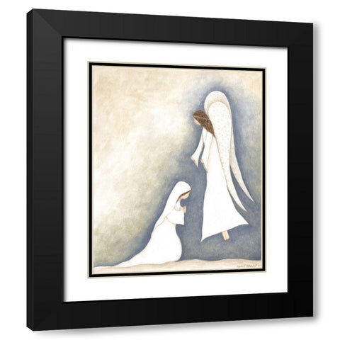 Mary and Angel Black Modern Wood Framed Art Print with Double Matting by Shamp, Cindy