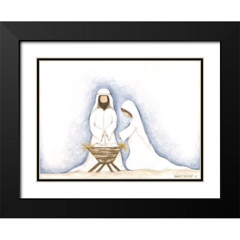 Jesus, Mary, Joseph Black Modern Wood Framed Art Print with Double Matting by Shamp, Cindy